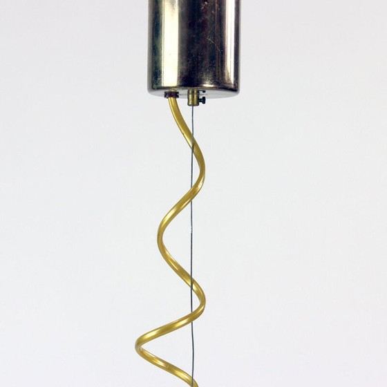 Image 1 of Vintage plafondlamp in crème opaline en messing, 1960