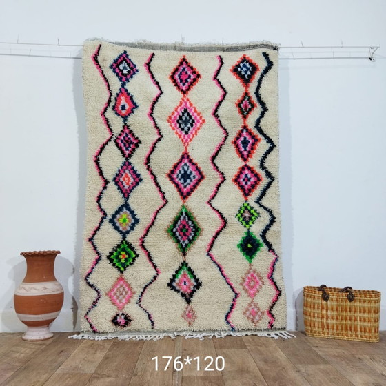 Image 1 of Handgemaakte Berber Tapijt In Meerkleurige Wol 176 X 120 Cm - 