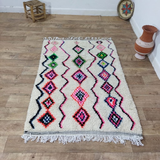 Handgemaakte Berber Tapijt In Meerkleurige Wol 176 X 120 Cm - 