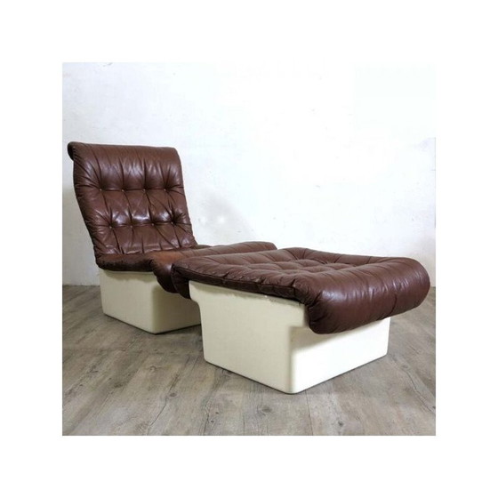 Image 1 of Set van 3 vintage loungestoelen met kruk van Airborne, Frankrijk 1970
