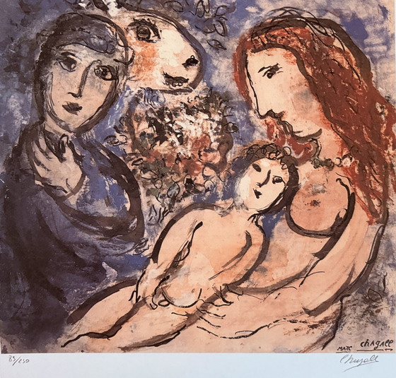 Image 1 of Marc Chagall: Gesigneerde Lithografie, Genummerd 89/250.