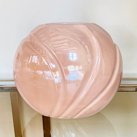 Image 1 of Art Deco vintage opleving roze vaas, jaren '80