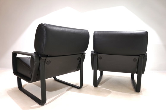 Image 1 of Drabert Lobbytop Lederen Woonkamerset Sofa / Fauteuil Door Otto Zapf, 1979