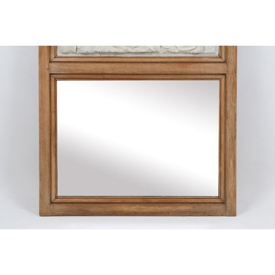 Image 1 of Vintage houten trumeau die een allegorie van de kunsten voorstelt, Frankrijk