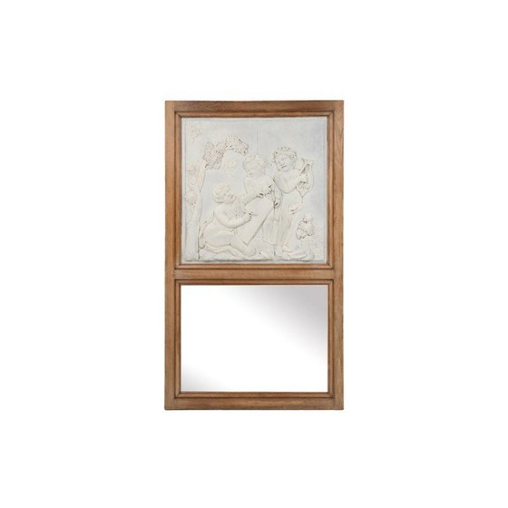 Image 1 of Vintage houten trumeau die een allegorie van de kunsten voorstelt, Frankrijk