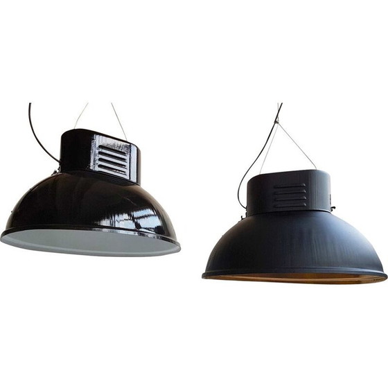 Image 1 of Vintage industriële fabriek OPR-2 lamp in zwart ijzer 1960