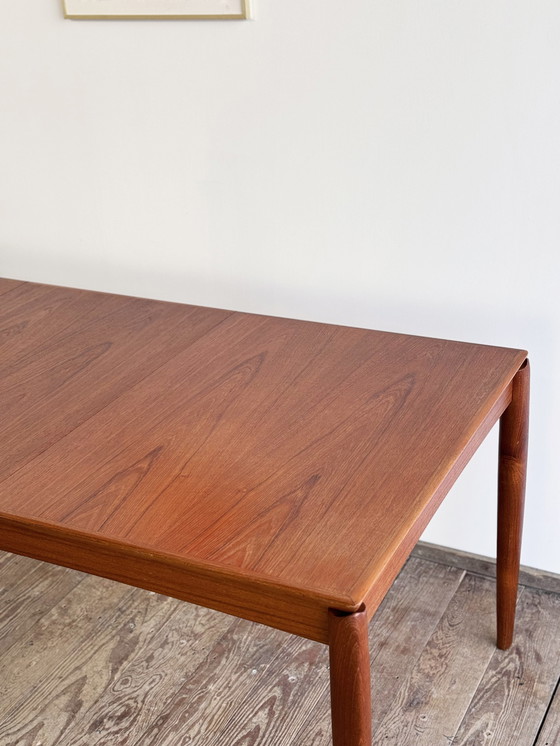 Image 1 of Mid Century Moderne Deense eettafel in teak van H.W. Klein voor Bramin, uitschuifbaar, 1960