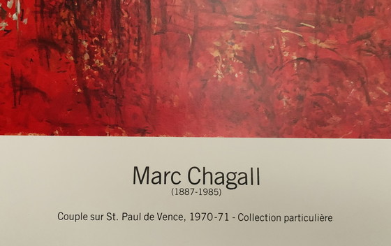 Image 1 of Marc Chagall: “Koppel Op St. Paul De Vence, 1970-71, Privécollectie”, Gesigneerd In De Plaat. 