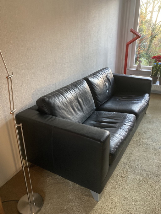 Machalke 3-Zits Bank Zwaert Leer Manolito