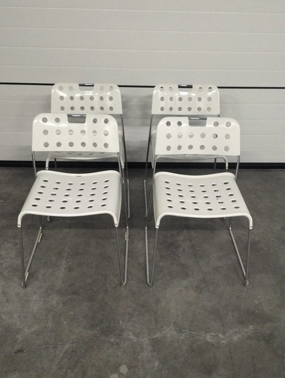 Image 1 of Bieffeplast White Omstak Chairs By Rodney Kinsman