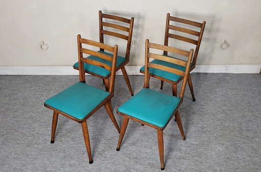 4 Stoelen jaren 50/60 met spillepoten