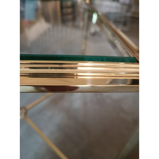 Image 1 of Vintage bronzen en glazen bijzettafeltje van Jansen, 1970