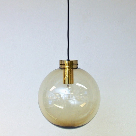Image 1 of Vintage 7714 hanglamp in rookglas van Jonas Hidle voor Høvik Lys, Noorwegen 1970