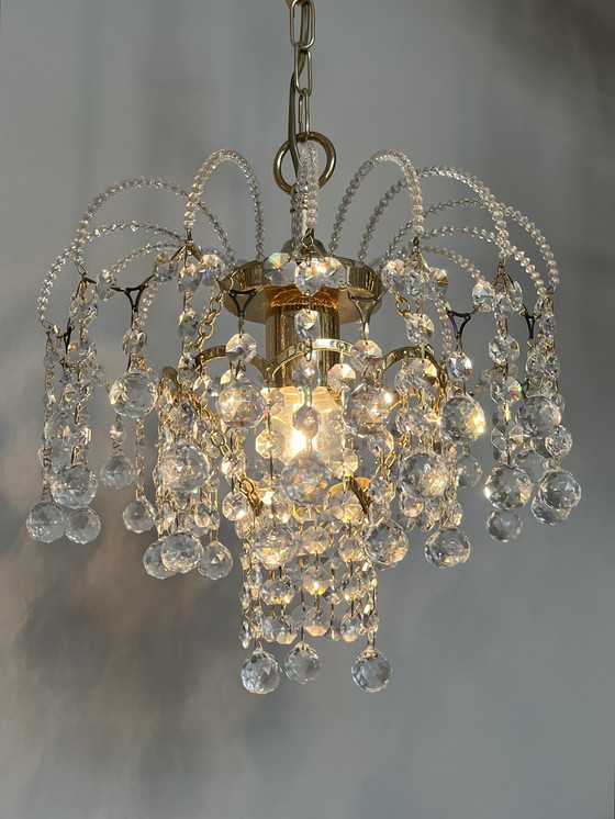 Image 1 of SWAROVSKI GEMERKTE  set 2 kroonluchters verguld hanglampen 