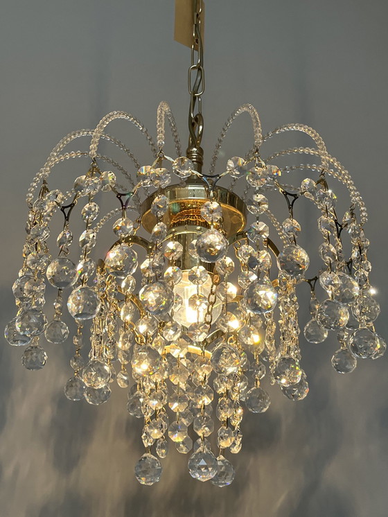 Image 1 of SWAROVSKI GEMERKTE  set 2 kroonluchters verguld hanglampen 