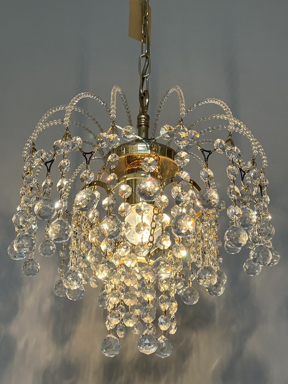 Image 1 of SWAROVSKI GEMERKTE  set 2 kroonluchters verguld hanglampen 