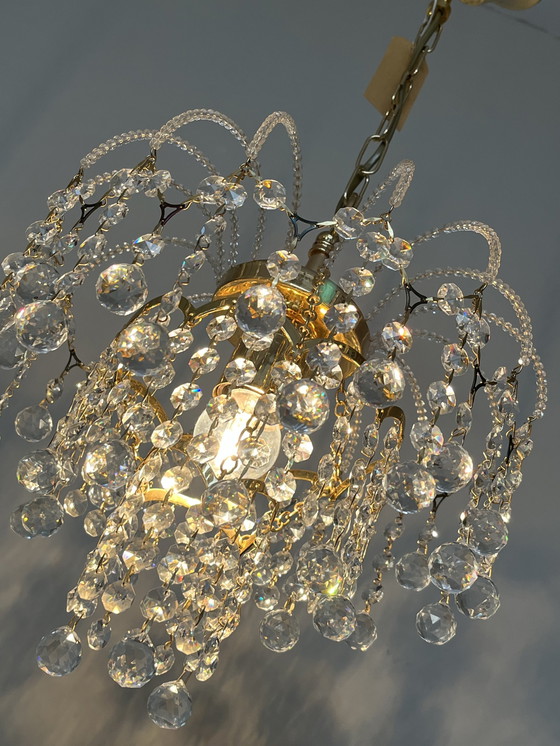 Image 1 of SWAROVSKI GEMERKTE  set 2 kroonluchters verguld hanglampen 