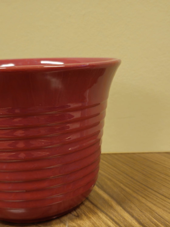 Image 1 of Vintage Donkerroze Bloempot Plantenpotje