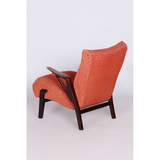 Vintage art deco eiken fauteuil van Antonin Kybal, Tsjecho-Slowakije 1930