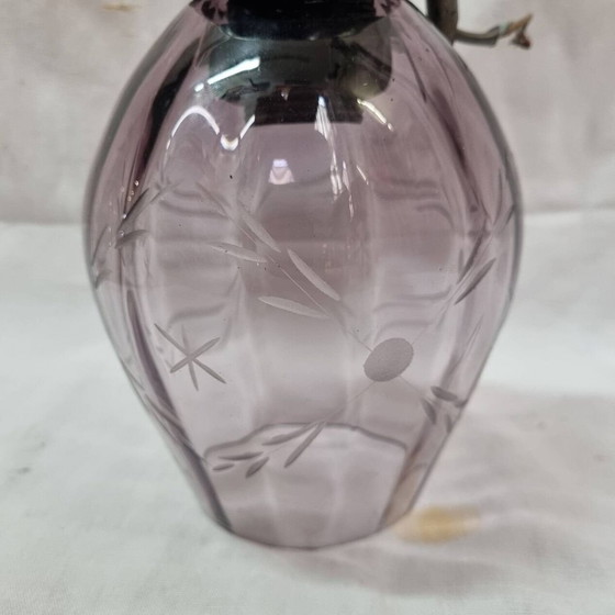 Image 1 of Vintage Mauve glazen hanglamp