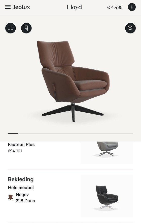 Image 1 of Leolux Fauteuil Lloyd Plus Met Hocker Negev Leder