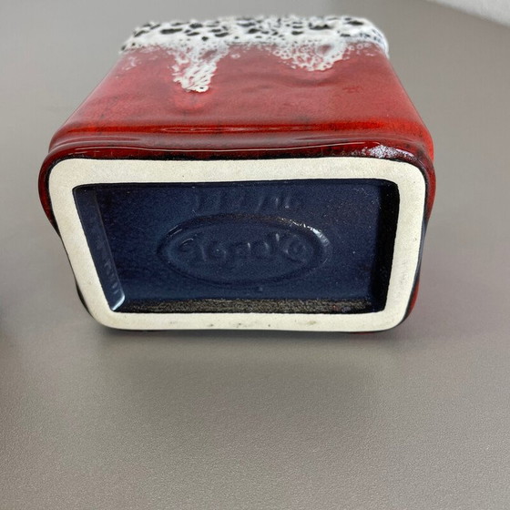 Image 1 of Paar aardewerk vet lava vazen "blauw-rood" van Jopeko, Duitsland 1970
