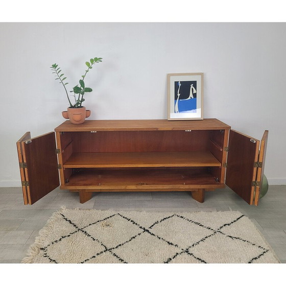 Image 1 of Vintage eiken fineer en rotan dressoir, 1970