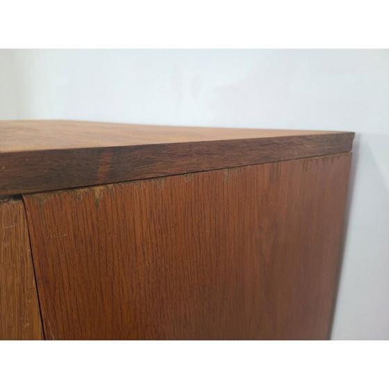 Image 1 of Vintage eiken fineer en rotan dressoir, 1970