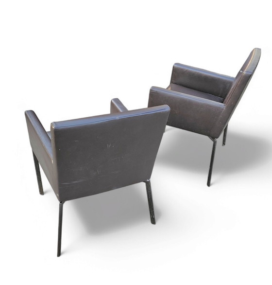 Image 1 of 2 X prachtige Manet Minotti fauteuils 2004 / Bruin Leer / Chroom
Uit Productie

