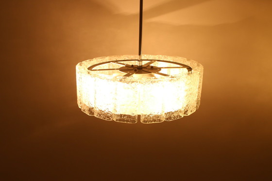 Image 1 of Mid-Century Ice Glass Pendant from Doria Leuchten