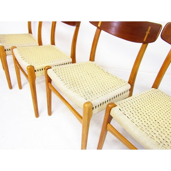 Image 1 of Set van 4 vintage Ch-23 stoelen van Hans Wegner voor Carl Hansen, jaren 1950