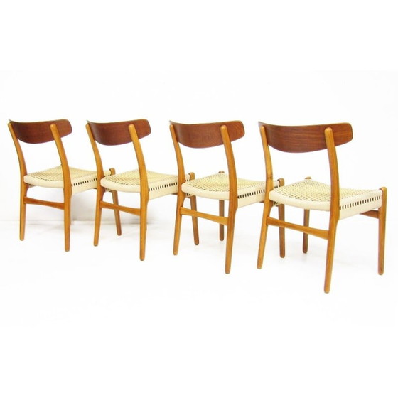 Image 1 of Set van 4 vintage Ch-23 stoelen van Hans Wegner voor Carl Hansen, jaren 1950