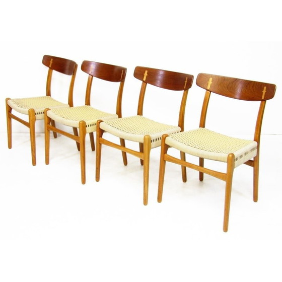 Image 1 of Set van 4 vintage Ch-23 stoelen van Hans Wegner voor Carl Hansen, jaren 1950