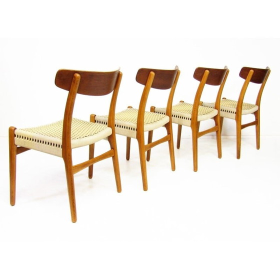 Image 1 of Set van 4 vintage Ch-23 stoelen van Hans Wegner voor Carl Hansen, jaren 1950