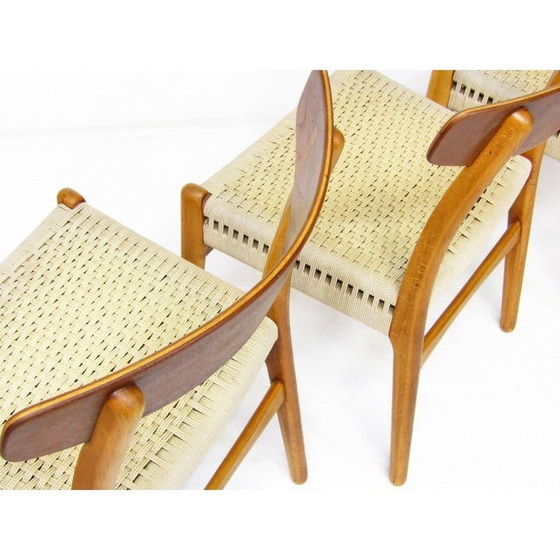 Image 1 of Set van 4 vintage Ch-23 stoelen van Hans Wegner voor Carl Hansen, jaren 1950