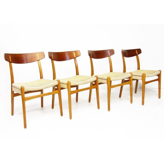 Image 1 of Set van 4 vintage Ch-23 stoelen van Hans Wegner voor Carl Hansen, jaren 1950
