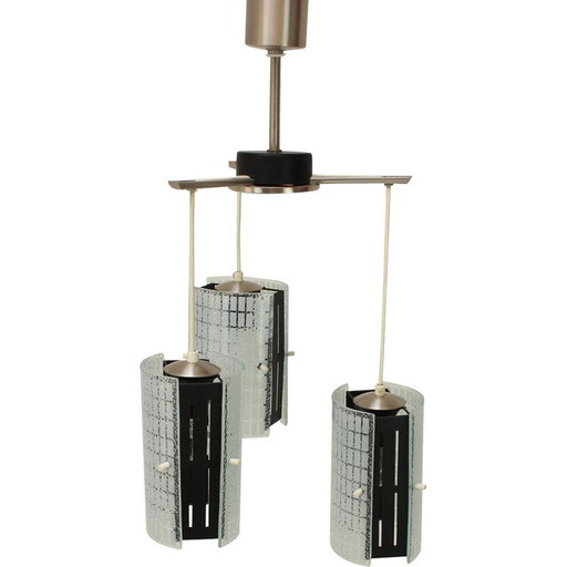 Vintage hanglamp van glas en gelakt metaal, Duitsland 1970