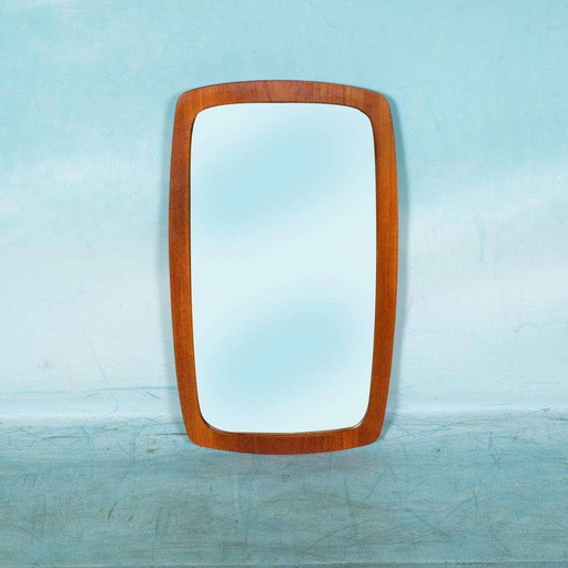 Vintage organische 60s spiegel teakhout, midcentury mirror