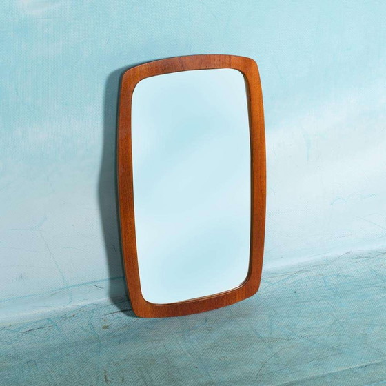 Image 1 of Vintage organische 60s spiegel teakhout, midcentury mirror