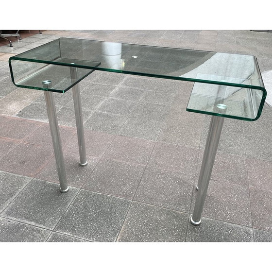 Image 1 of Vintage bureau van glas en roestvrij staal