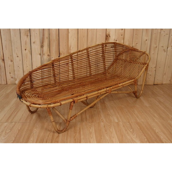 Image 1 of Vintage chaise longue van bamboe en rotan, Italië 1970