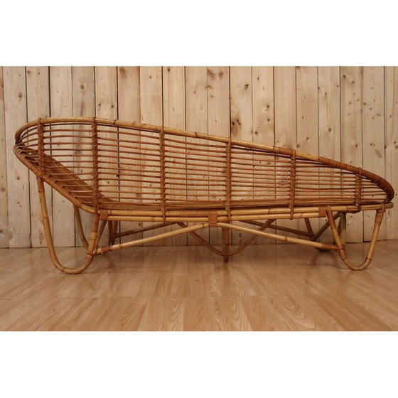 Image 1 of Vintage chaise longue van bamboe en rotan, Italië 1970