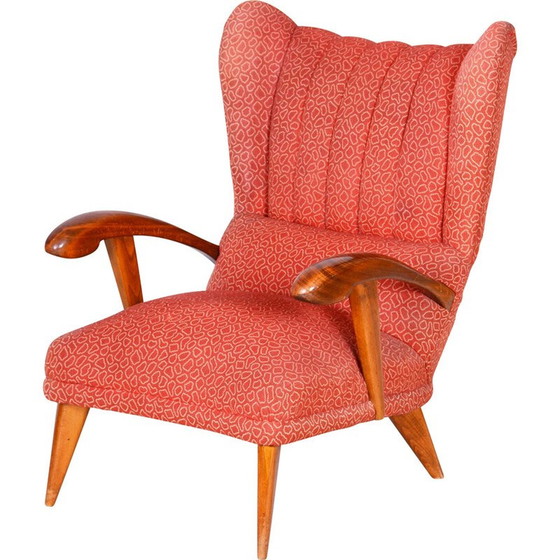 Image 1 of Vintage Art Deco beuken wingback fauteuil door Jan Vaněk, Tsjecho-Slowakije 1930