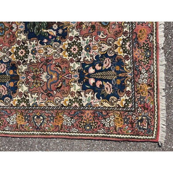 Image 1 of Vintage oosters handgeknoopt wollen vloerkleed met vogeldecoratie, 1970