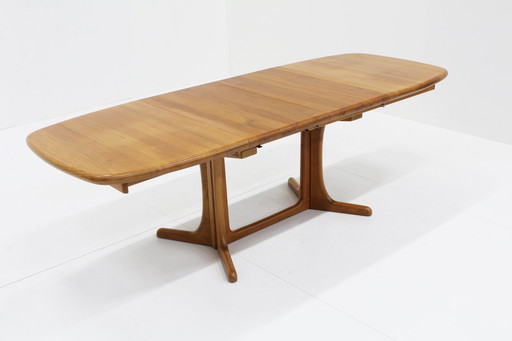 Vintage Deense Ovalen Uitschuifbare Eettafel Tafel Massief Teak