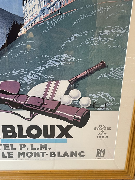 Image 1 of Combloux Mont Blanc, Vintage Ingelijste Poster/Prent