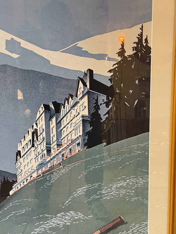 Image 1 of Combloux Mont Blanc, Vintage Ingelijste Poster/Prent