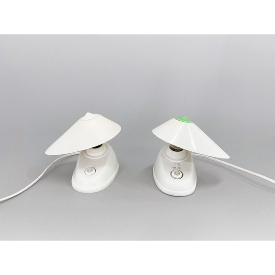 Image 1 of Paar vintage witte bakelieten tafellampen, Tsjecho-Slowakije 1960