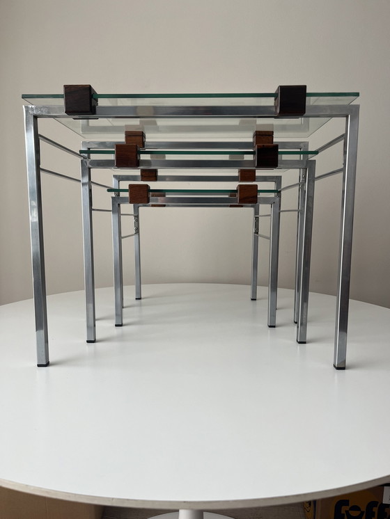 Image 1 of Midcentury Nesting tables glass