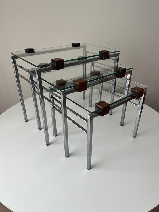 Image 1 of Midcentury Nesting tables glass